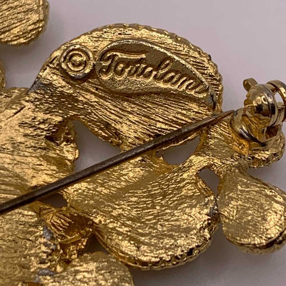 Vintage Signed Tortolani gold tone cactus brooch - Picture 3 of 6